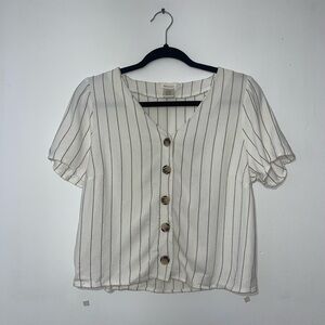 URBAN Romantics White and Black Striped Button-Down Shirt